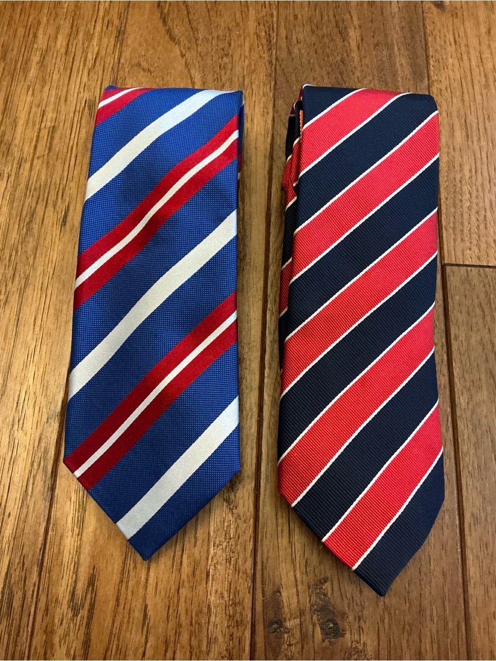 Charles Tyrwhitt Blue, Red & White Striped Silk Ties (Pair)
